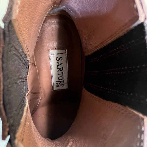 Sartore MADE IN ITALY LEATHER Brown Ankle Boots with Chelsea Style - Picture 8 of 12